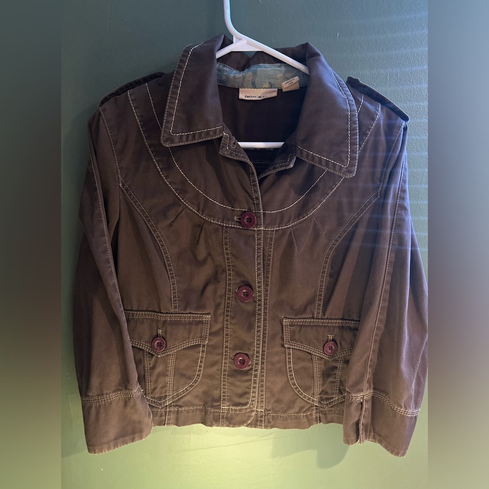 vintage DKNY fitted brown button down jacket